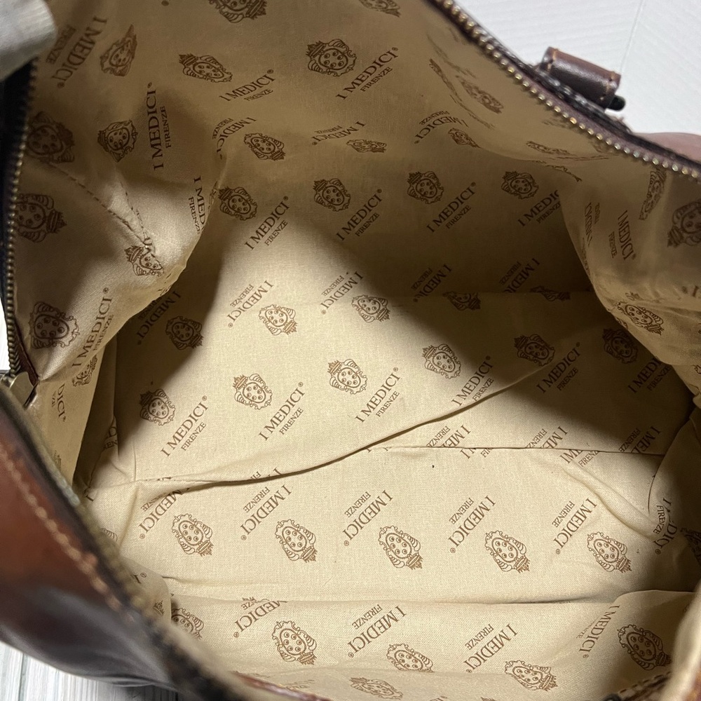 Structured Brown Leather Satchel with Detachable Strap - Picture 9 of 15